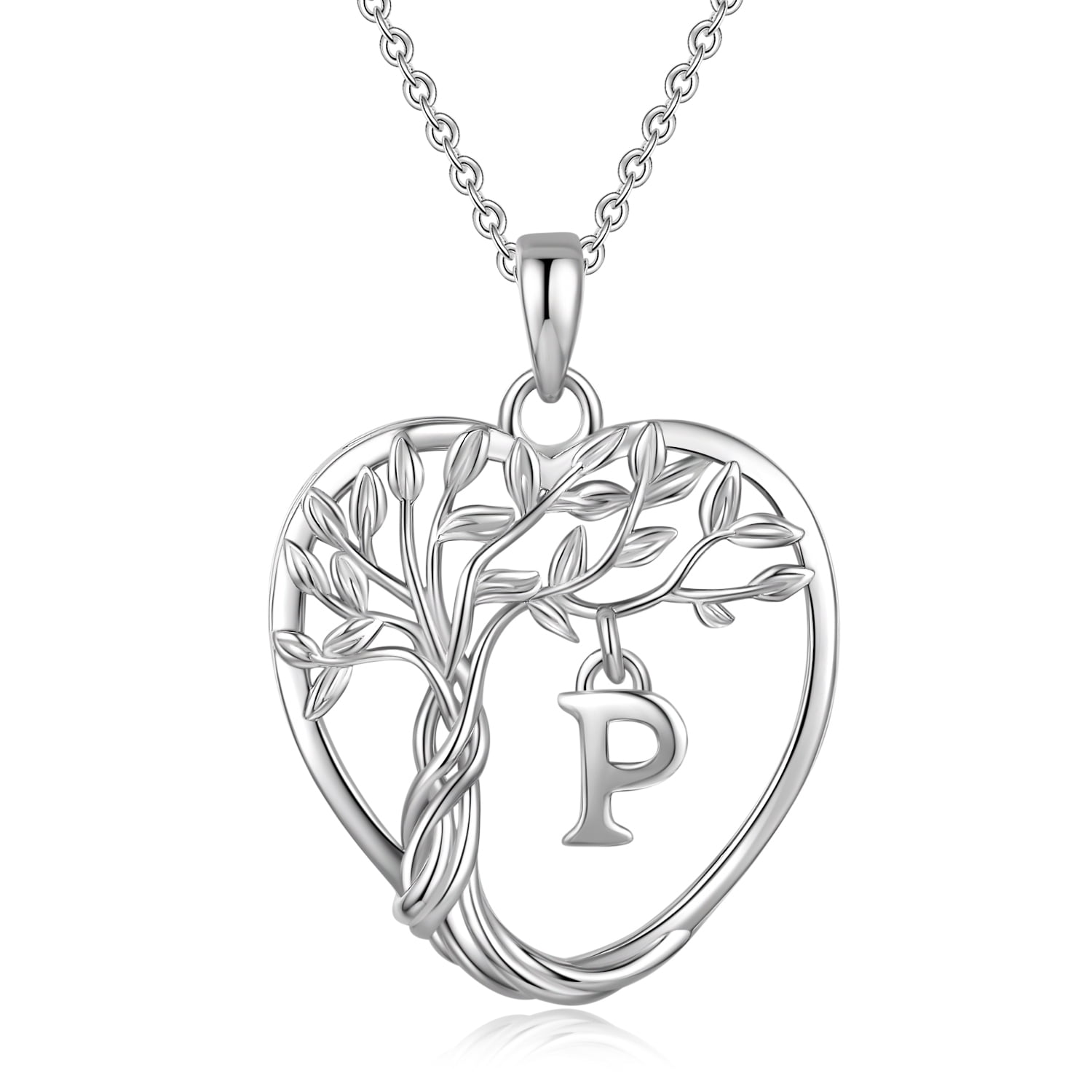 Heshpaws 925 Collar De Árbol Eterno De La Vida De Plata De Ley Para Mujeres A-z Carta Inicial Collar, Regalo De Joyería De Cumpleaños Aniversario