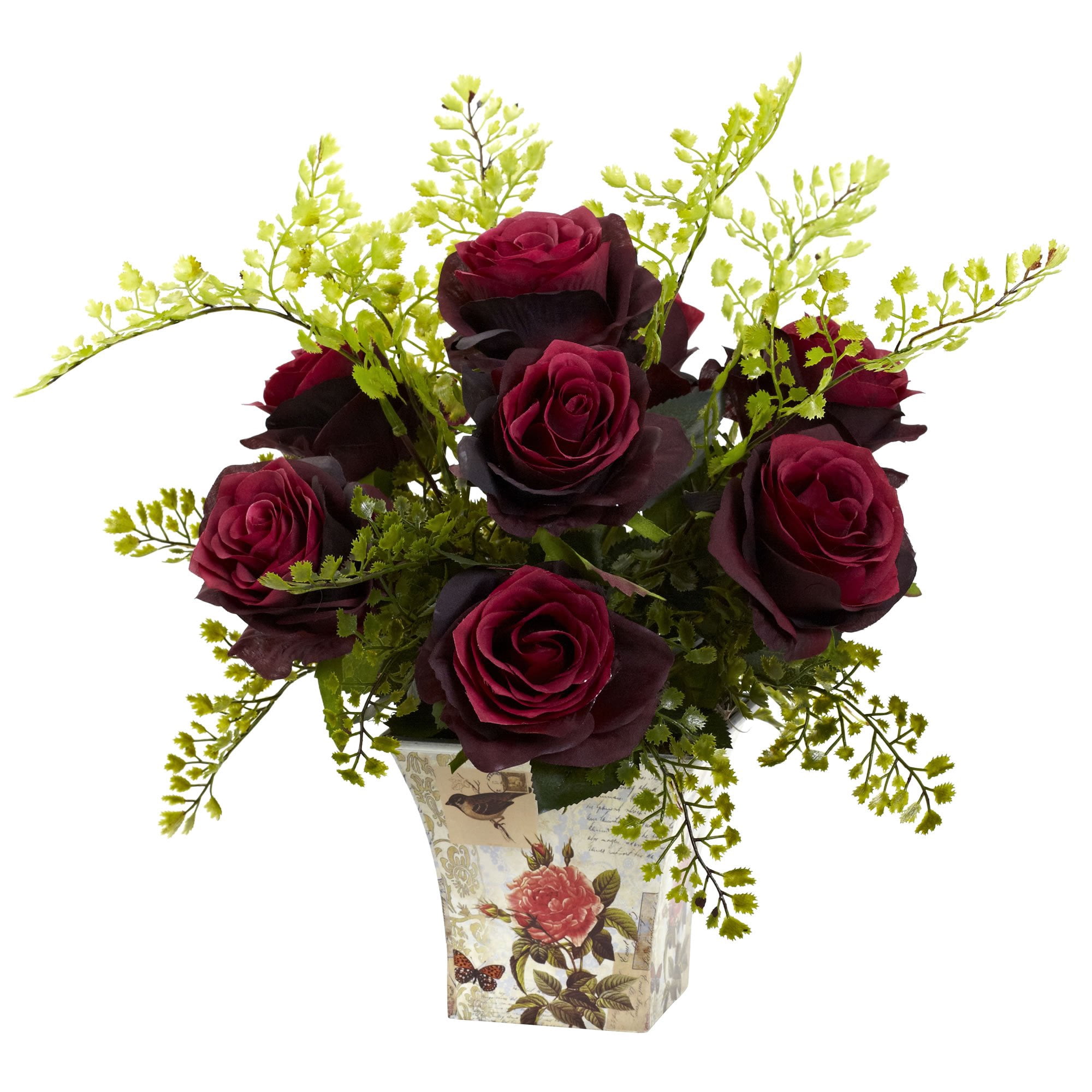 Nearly Natural - Arreglo Floral Artificial Con Pelo De Rosa Y Doncella Casi Natural