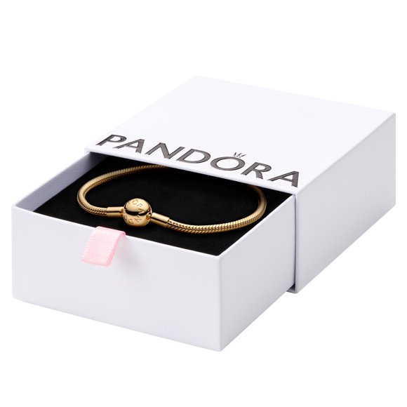 Pulsera Pandora Moments en oro rosa con cadena de serpiente de 21 cm