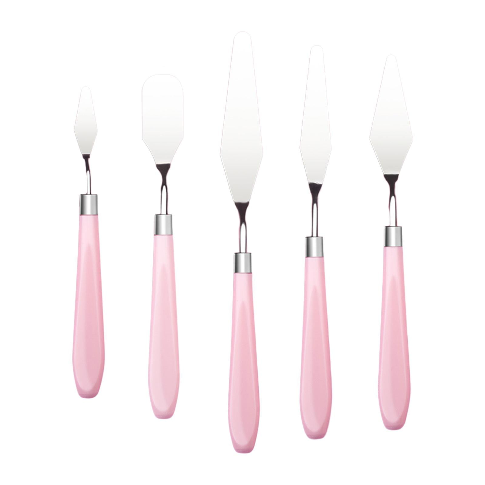 Magideal - 5 X Espátulas, Espátulas Para Pintar, Accesorios, Espátulas Para Mezclar Pintura, Juego De Espátulas De Acero Inoxidable Para Acuarela, Óleo, Decoraci Rosa