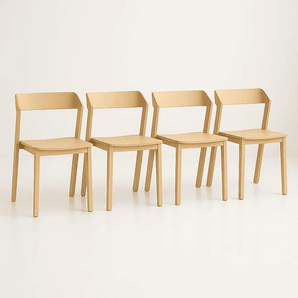 Klik Muebles - Pack De 4 Sillas De Comedor Madera Rover Viena Natural