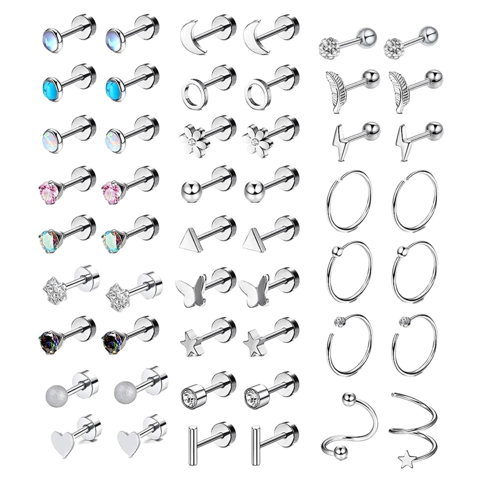 Magideal - Pendientes De Tuerca Para Piercing, Pendientes Para Mujer, Joyería Para Piercing De Labio, Anillos Para La Nariz, Pendientes De Cartílago De Moda, 50