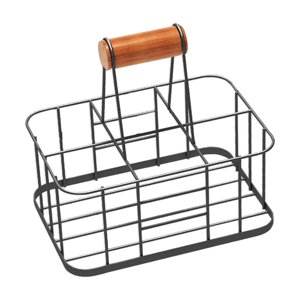 Magideal - Entrega De Bebidas Portador Accs Multifunción Con Asa Hierro Cerveza Estante Cesta Bebida Caddy Titular Para Catering Café Restaurante Camping Oficina Gris