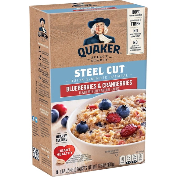Avena Instantánea Quaker Cortada en Acero con Arándanos y Arándanos Rojos 8
