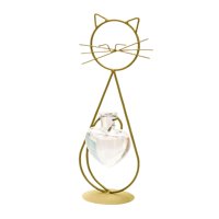 Magideal - Florero De Terrario Para Plantas De Gatos, Soporte De Metal, Estación De Propagación De Plantas, Decoración De Mesa De 4,7X11,2 Pulgadas Para Alféizar Dorado