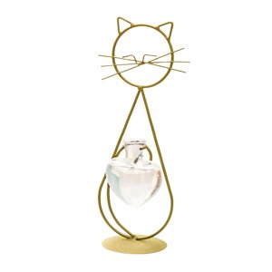 Magideal - Florero De Terrario Para Plantas De Gatos, Soporte De Metal, Estación De Propagación De Plantas, Decoración De Mesa De 4,7X11,2 Pulgadas Para Alféizar Dorado