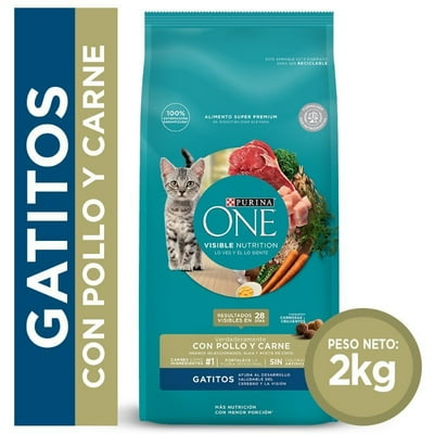 Alimento Seco Gatito Sabor Pollo Y Carne Bolsa 2 Kg Purina One