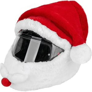 Veat00L - Fundas Para Cascos De Moto De Papá Noel, Fundas Para Cascos De Navidad, Sin Restricciones De Visión, Decoradas Con Peluche, Sin Casco