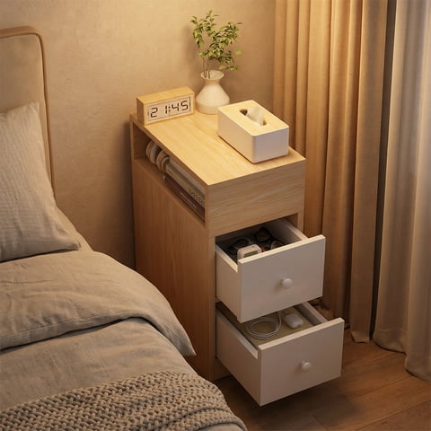 Santú Home & Deco - Organizador Lateral Doble Cajón Velador Compacto