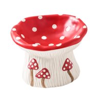 Magideal - Comedero Elevado De Cerámica Para Gatos, Antideslizante, Antivómito Para Gatos De Interior, Con Forma De Hongo Poco Profundo Para Gatitos Y Cachorros. Cuenco De Agua