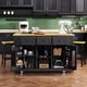thumbnail image 1 of K&K 53inch Large Kitchen Island with Drop Leaf, Power Outlet, Door Internal Storage Rack, Rolling Kitchen Cart on 5 Wheels with 5 Open Side Racks for Kitchen, Dining Room,Black(Not include bar stools), 1 of 3