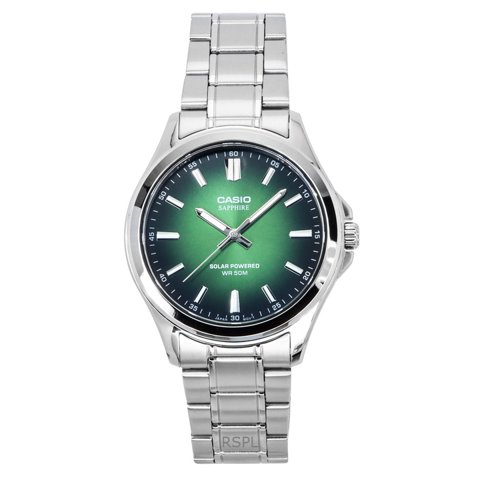 Casio - Reloj Solar Para Hombre Standard Análogo Acero Inoxidable Dial Verde Mts-Rs100D-3Av