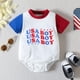 thumbnail image 5 of Mono de manga corta con estampado de letras del Día de la Independencia para bebés y niñas (4 de julio), ropa interior térmica cálida para recién nacidos (blanco, 12-18 meses), 5 of 6