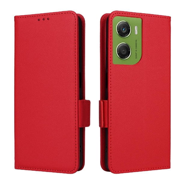 Funda Cartera para Motorola Moto G06 Tapa Flip con Ranuras y Soporte Rojo