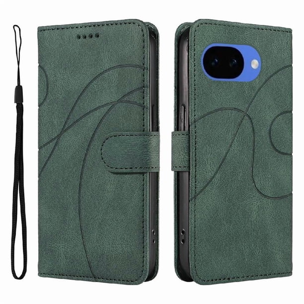 Funda tipo cartera con tapa para Google Pixel 10A con tarjetero, soporte y cubierta magnética Verde