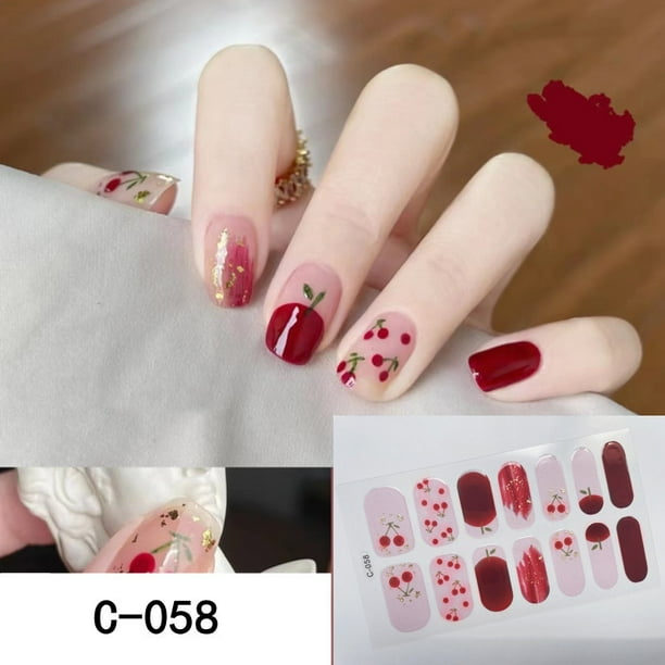 Y2K Spring Summer Nail Strips 3D Fashion Nail Strips Full Wraps Nail Polish Sticker Self Adhesive Nail Art Decal Strip For Women Nail Art DIY
