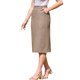thumbnail image 4 of Falda Midi de Algodón y Lino INSPIRE CHIC para Mujer Casual con Abertura Trasera y Bolsillos L Marrón, 4 of 6
