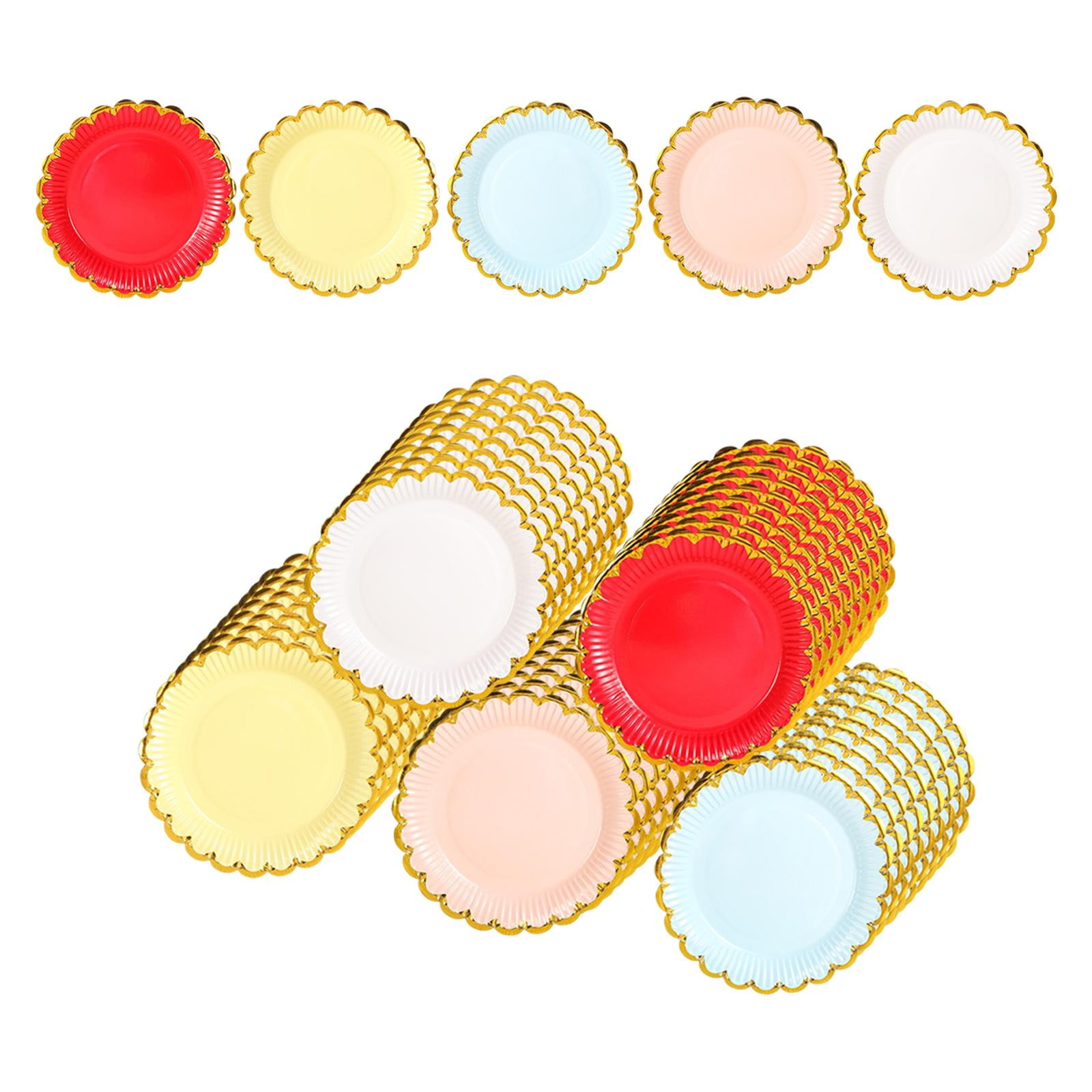 Magideal - 50 Platos De Papel, Bandeja De Utensilios Prácticos, Vajilla, Suministros Para Fiestas, Juego De Vajilla Para Aniversarios, Hornear, Cena, Boda, Campi