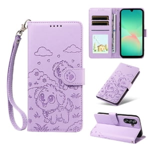Funda Billetera Foxdock Compatible Con Samsung Galaxy A16, Diseño Perrito Tierno, Ranuras Para Tarjetas Y Soporte Plegable
