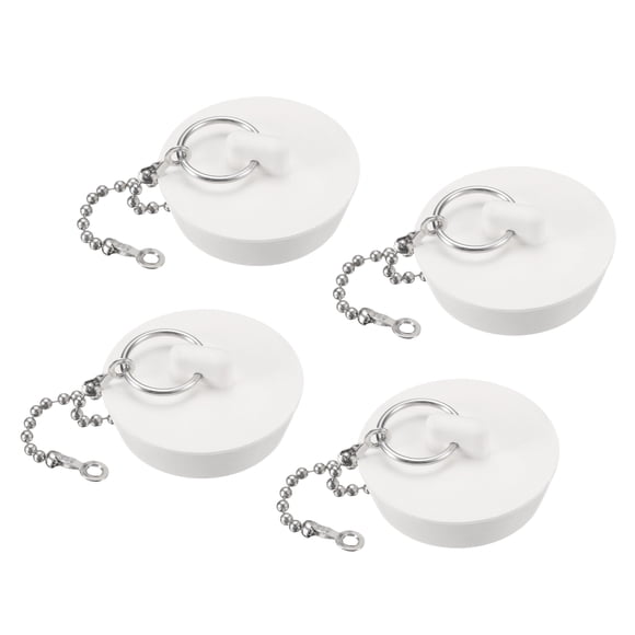 Uxcell 4 piezas de tapón de drenaje de goma con cadena y anillo colgante, tapón de drenaje de bañera se adapta de 1-5/8 pulgadas a 1-3/4 pulgadas, tapón de drenaje de fregadero de goma para bañera