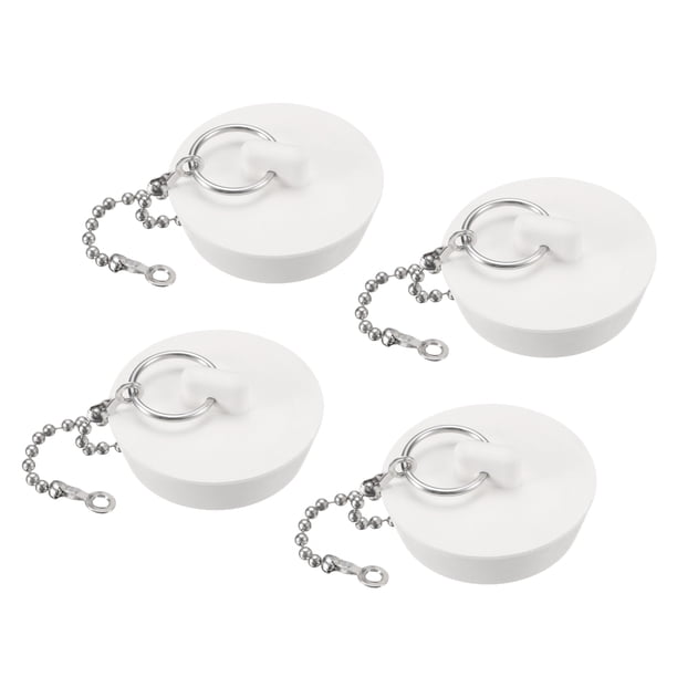 Uxcell 4 piezas de tapón de drenaje de goma con cadena y anillo colgante, tapón de drenaje de bañera se adapta de 1-5/8 pulgadas a 1-3/4 pulgadas, tapón de drenaje de fregadero de goma para bañera