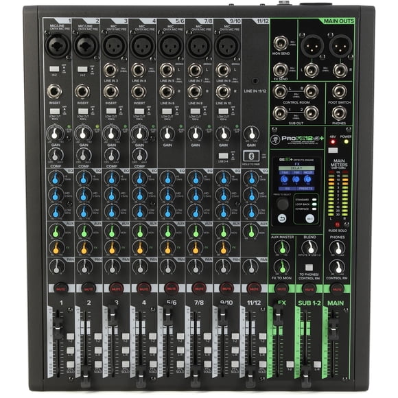 Mezclador Mackie ProFX12v3+ de 12 canales con 7 preamplificadores de micrófono USB-C