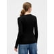thumbnail image 3 of Top GAP para mujer, manga larga, color negro acanalado, talla XXL, 3 of 5