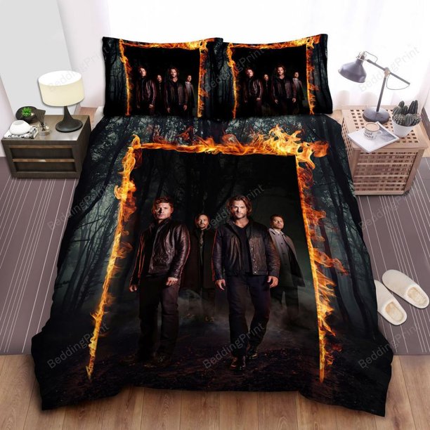 Supernatural Meet Them On The Dark Side Key Art Quilt Duvet Cover Set Kids3-Piece Bedding Set