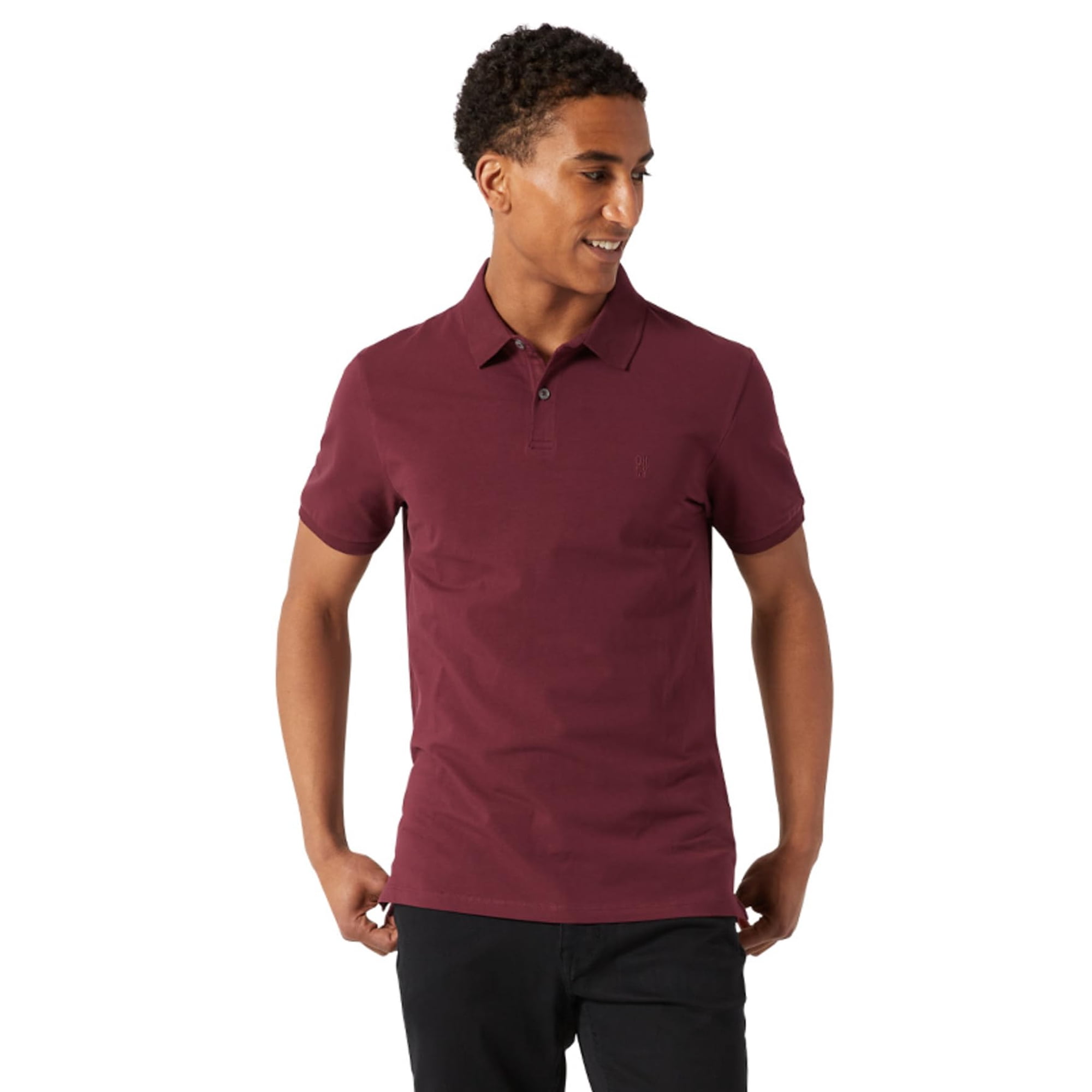 Polo Dkny De Algodón Suave, Corte Moderno, Color Granate De Secado Rápido