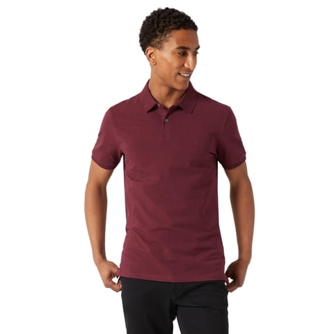 Polo Dkny De Algodón Suave, Corte Moderno, Color Granate De Secado Rápido