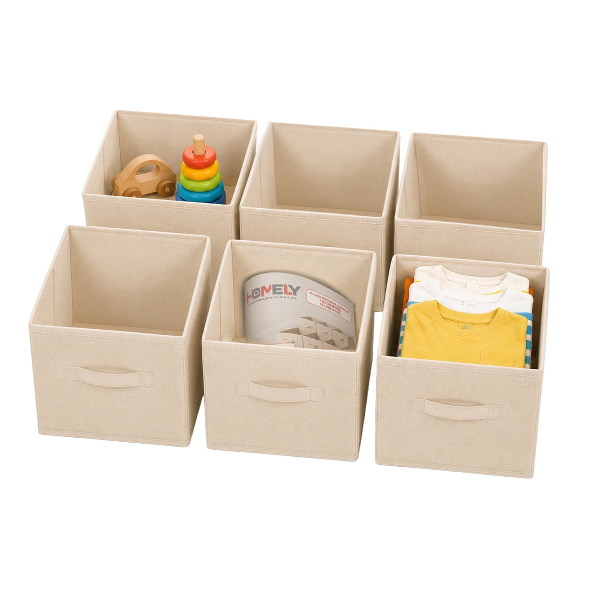 Cajas Organizadoras Cubo Plegable Homely Beige Tela Tnt Clóset Pack 6 27x27 Cm