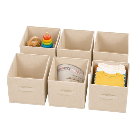 Cajas Organizadoras Cubo Plegable Homely Beige Tela TNT Clóset Pack 6 27x27 cm