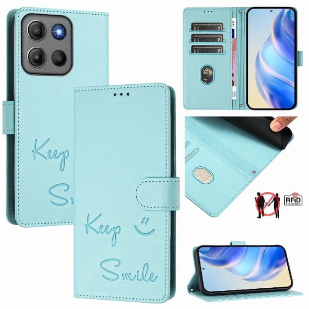 Funda Cartera para Motorola Moto G17 Power con Bloqueo RFID, Cierre Magnético y Ranuras Tarjetas Verde