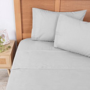 Mashini - Sábana 144 Hilos Colores Lisos King Gris