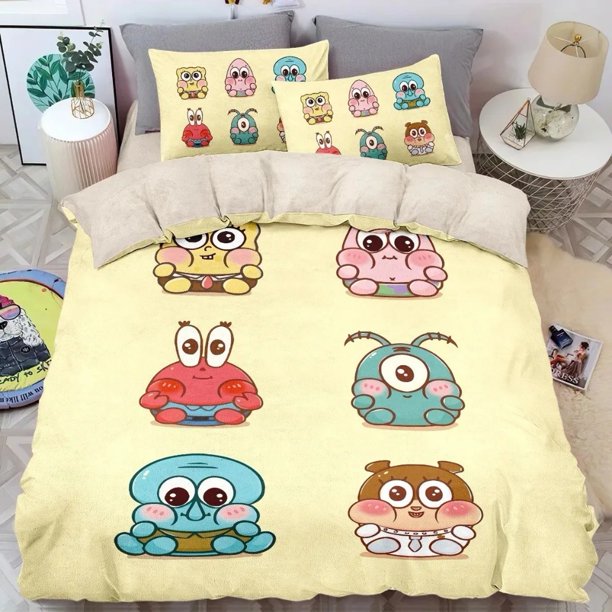 Spongebob Bedding Set Patrick Stared Quilt Duvet 2/3-Piece Set Pillowcase Bed Set For children and adults Bed Sheets