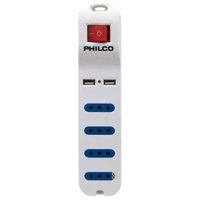 Alargador Eléctrico 4 Pos Y 2Usb 2500W Blanco Philco - Sc