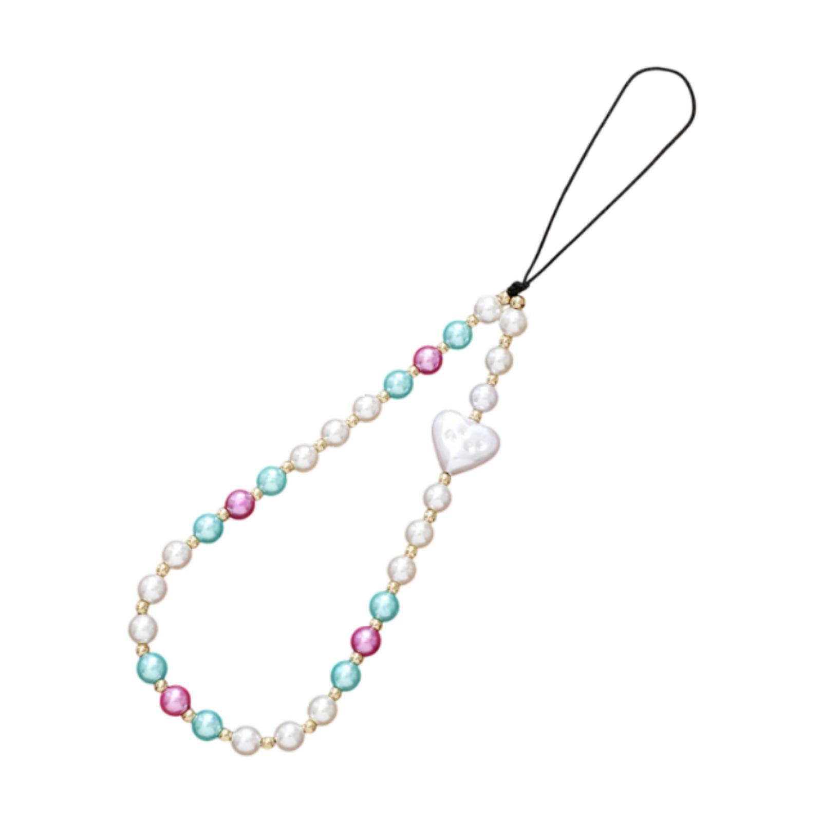 Bothyi - Correa De Muñeca Para Teléfono Con Cuentas, Decorativa, Multifuncional, Con Forma De Corazón