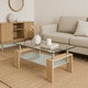 thumbnail image 3 of Mesa de centro para living rectangular de vidrio y madera, 3 of 7