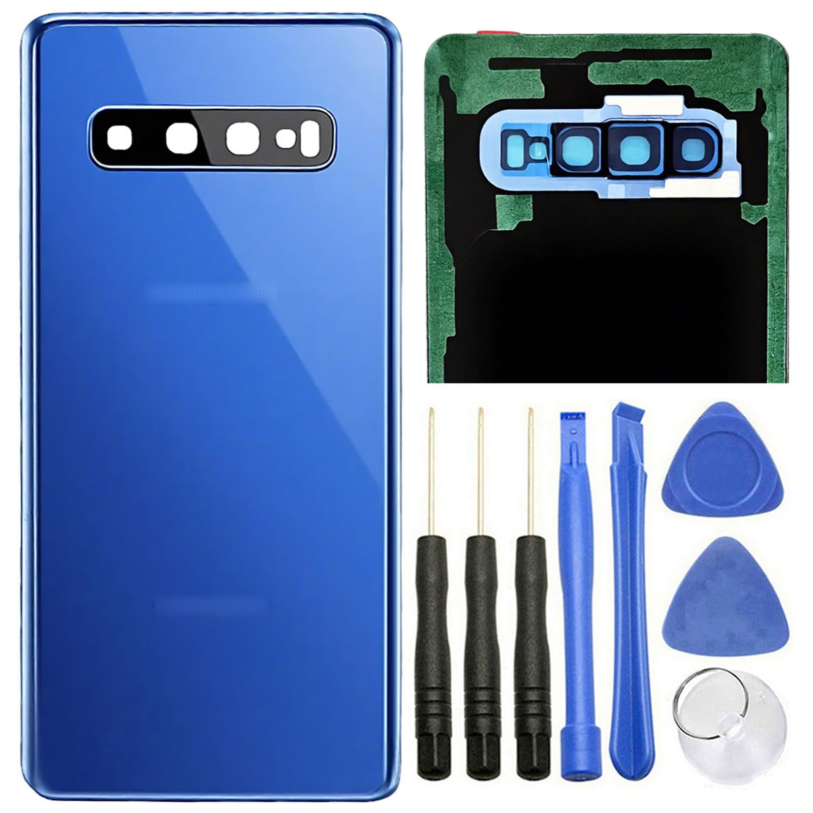 Ubrokeifixit Funda Trasera De Cristal Para Galaxy S10 Con Lente De Cámara, Azul