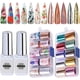 thumbnail image 1 of Juego de gel de pegamento para uñas con transferencia de láminas de uñas, pegatinas para decoración de uñas, manicura, bricolaje, 6 ml, 2 cajas de pegatinas de copos de lámina de flores metálicas, sum, 1 of 7