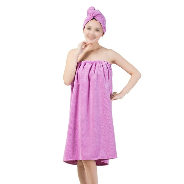 Conjunto de bata de spa para mujer, toalla de baño de microfibra suave, acogedora y absorbente con gorro turbante para secar el cabello.