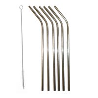 Disparo - Set De 6 Bombillas De Acero Lisa Para Mate Con Cepillo