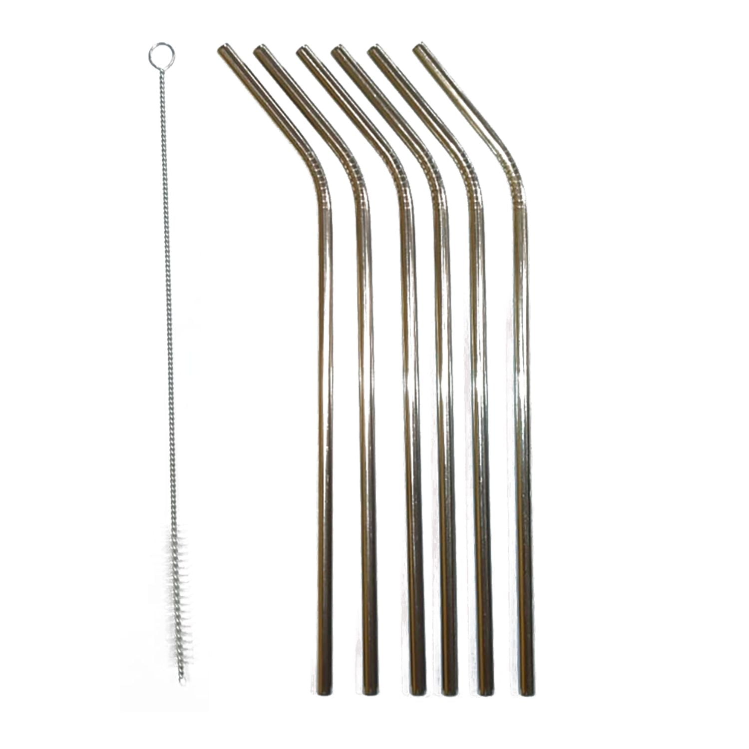 Disparo - Set De 6 Bombillas De Acero Lisa Para Mate Con Cepillo