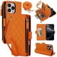 thumbnail image 1 of Para iPhone 15 Pro Max Funda Tipo Cartera con Bloqueo RFID, Funda de Teléfono Tipo Bolso Cruzado con 9 Ranuras para Tarjetas, Bolsillo con Cierre y Correa Desmontable, Naranja, para iPhone 15 Pro Max, 1 of 9