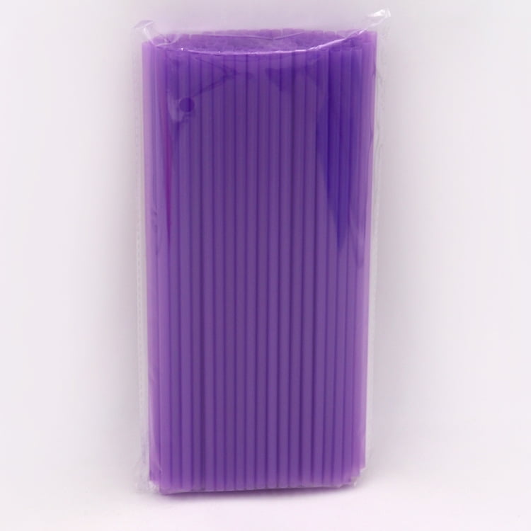 Xmhytop 100 Unidades De Popotes Para De Leche De Plástico Ancho, 0.6 X 19 Cm, Morado, Perfectos Para Bebidas, Batidos Y Postres