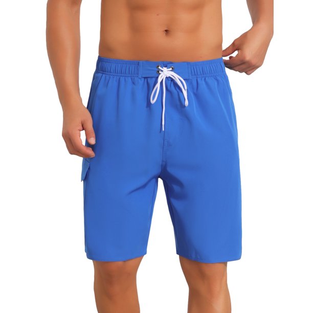 INSPIRE CHIC Pantalones Cortos de Verano para Hombre con Múltiples Bolsillos y Cintura con Cordón 32 Azul