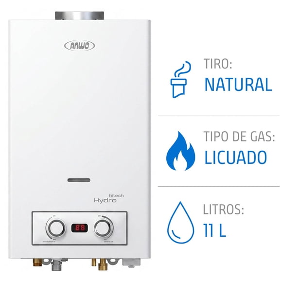 Calefont Anwo 11 Litros Gas Licuado Tiro Natural Hitech Hydro 22