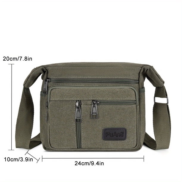 Upgrade Your Everyday Style with Our Men's Canvas Shoulder and Messenger Bag - Large Volume, Multi-layer Pocket Opening, Perfect for Tool Kit and Backpack Use