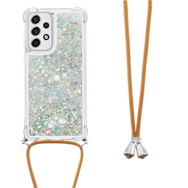 Funda FOXDOCK para Samsung Galaxy A33 5G con Cuerda Ajustable, Brillo Líquido, Protección Antigolpes y Lente – Ideal para Regalo
