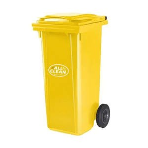 All Clean - Basurero Contenedor 120 Litros Amarillo Con Ruedas
